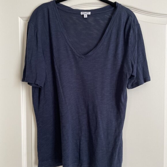 Spendid Navy blue slub V-neck Knit Top or Tee - Size Small - Retail $48 - Picture 1 of 4